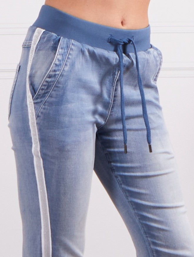 Boston Stretch Denim Joggers Light Blue Wash